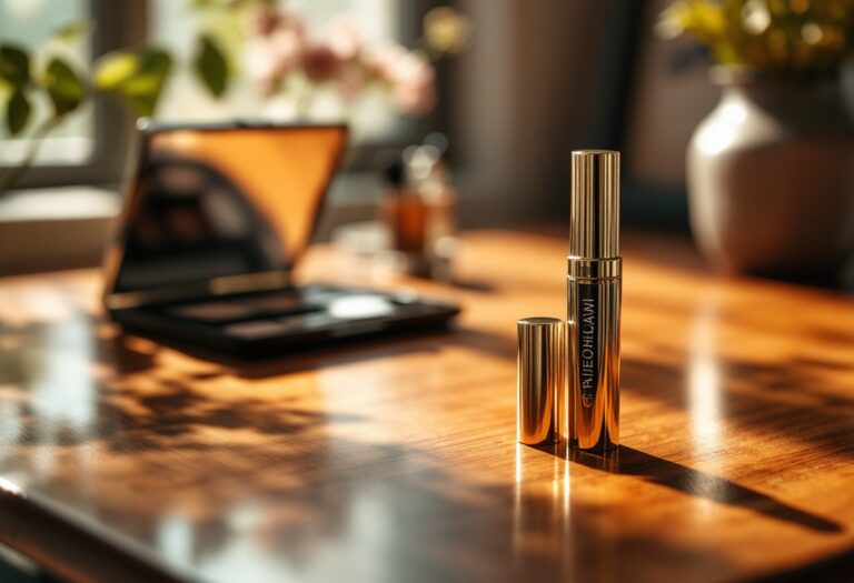 Donna che applica mascara per uno sguardo incantevole
