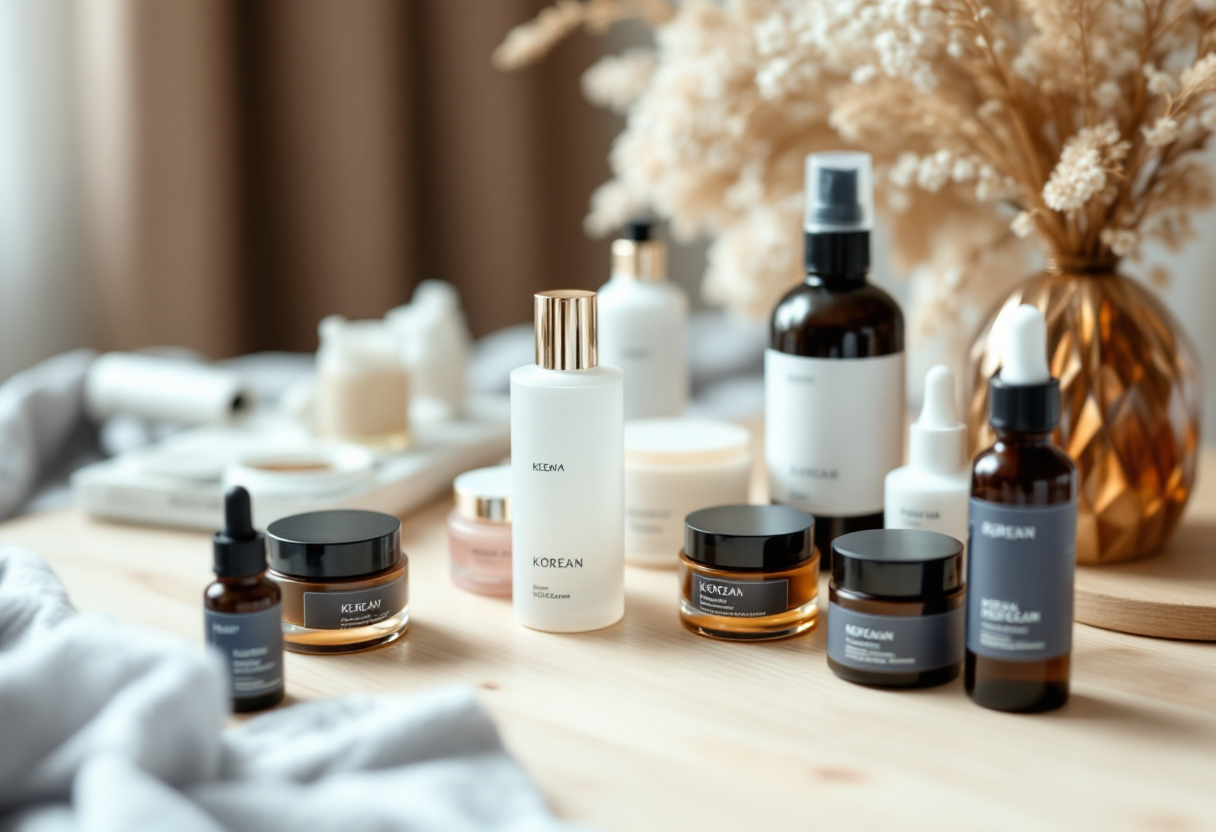 Immagine di prodotti di bellezza coreana per pelle radiosa