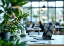 Giovane donna sorridente in un ambiente di lavoro sereno