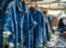 Camicia di jeans indossata in un contesto primaverile