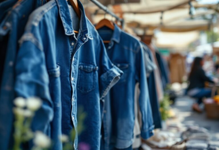 Camicia di jeans indossata in un contesto primaverile