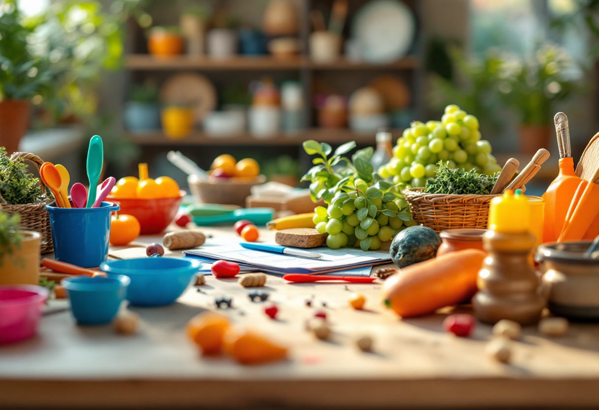 Bambini che esplorano con giochi euristici colorati