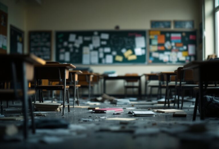 Insegnante stressato in aula durante una lezione