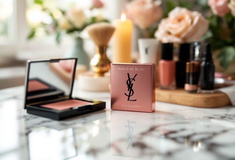 Blush Make Me Blush di YSL Beauty su sfondo elegante