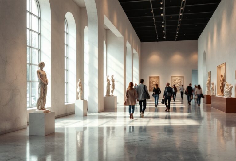 Un visitatore esplora un museo per migliorare il benessere mentale