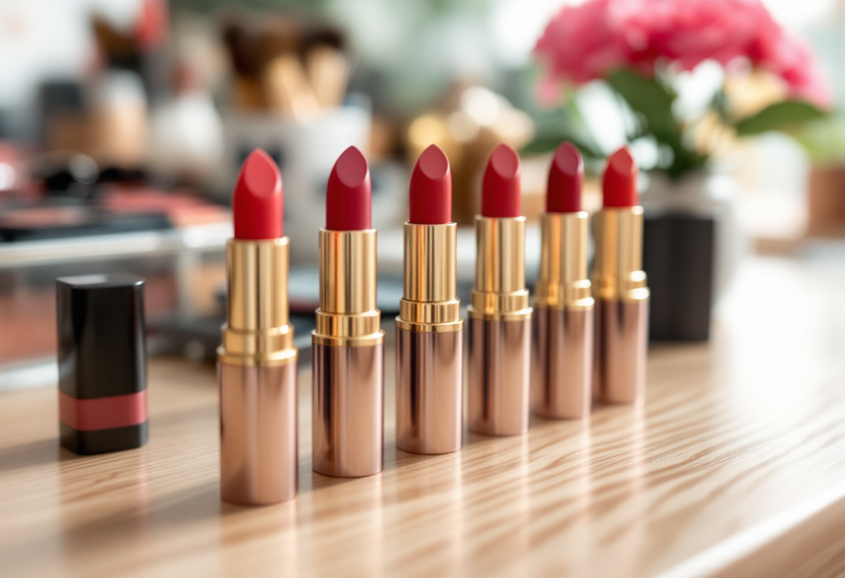 Immagine che illustra il cambiamento di colore del rossetto