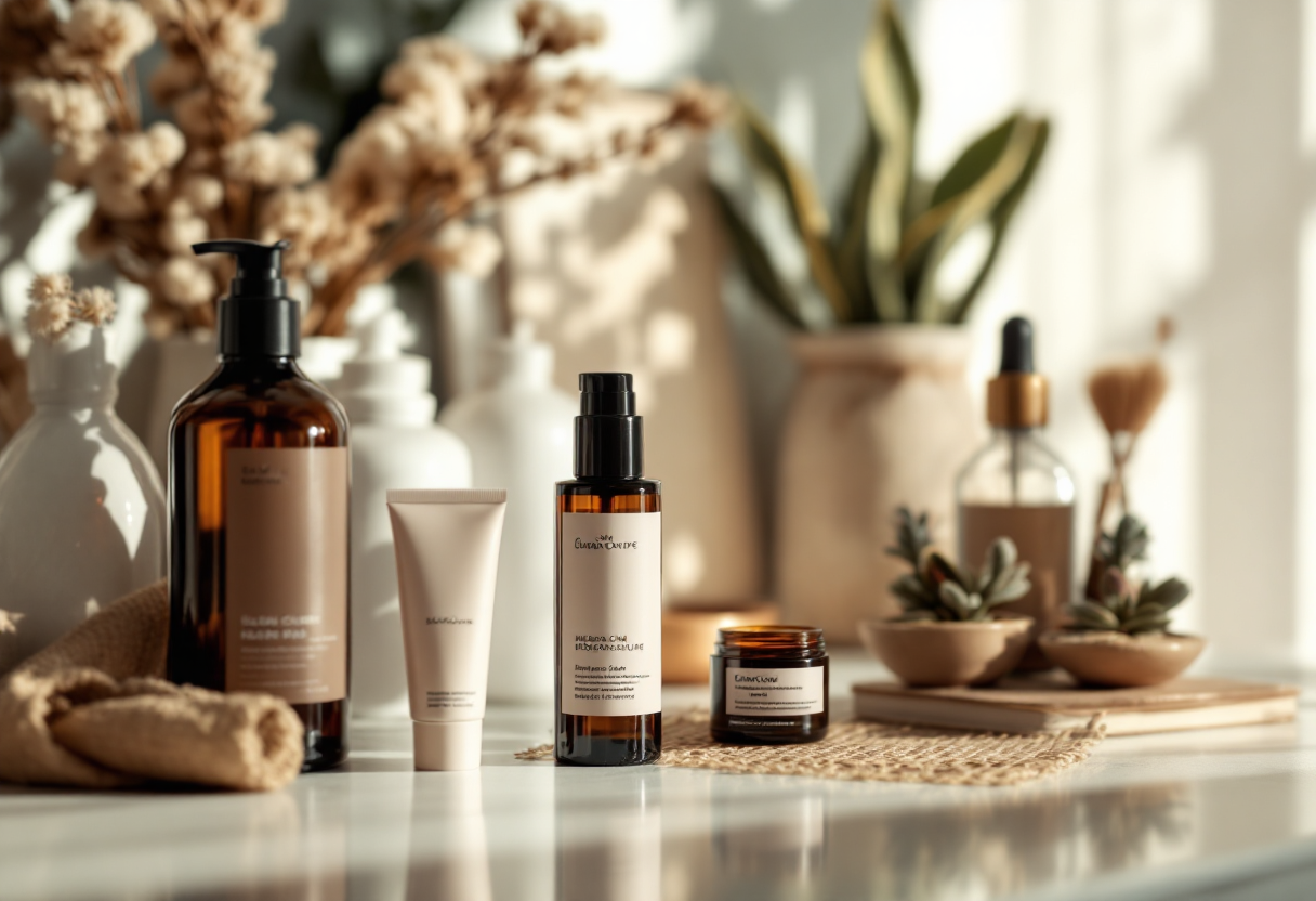 Immagine di prodotti skincare per una pelle radiosa