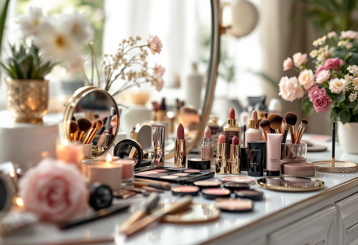 Donna con trucco raffinato e occhiali chic