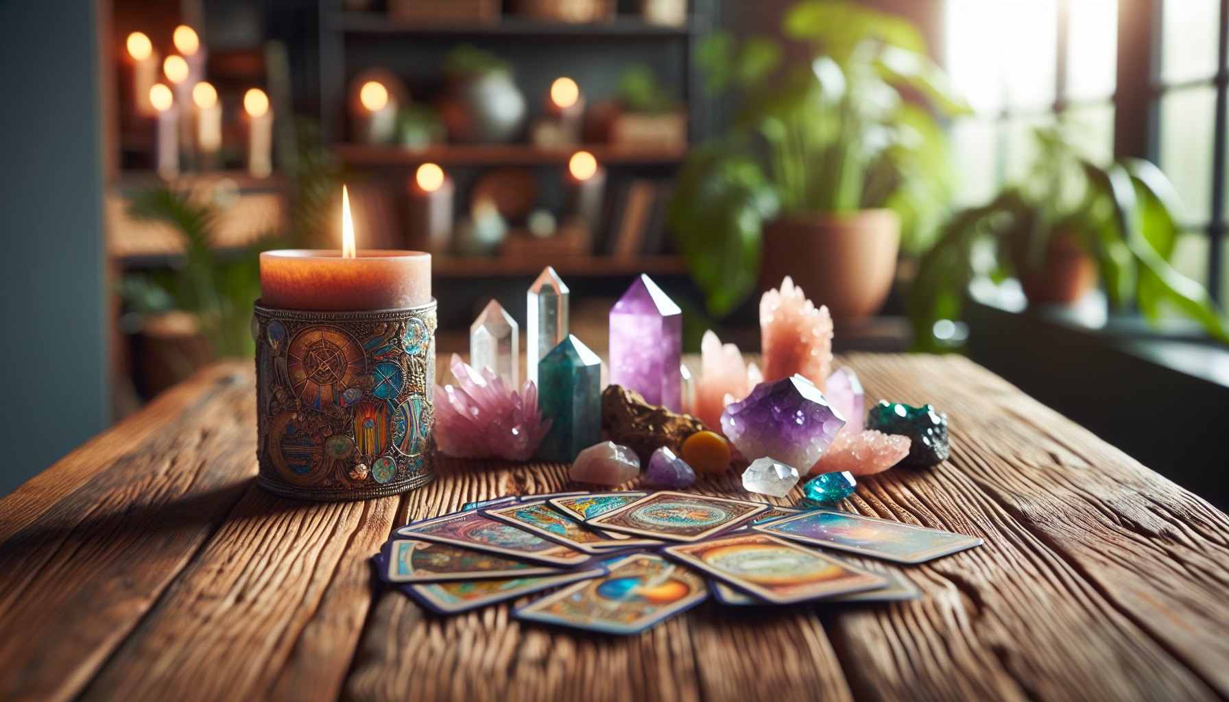 Ragazze che esplorano cristalli e tarocchi online